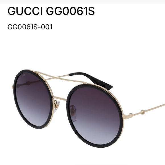 Gucci NEW! GG0061S Round Frame Black and Gold Sunglasses main image 6